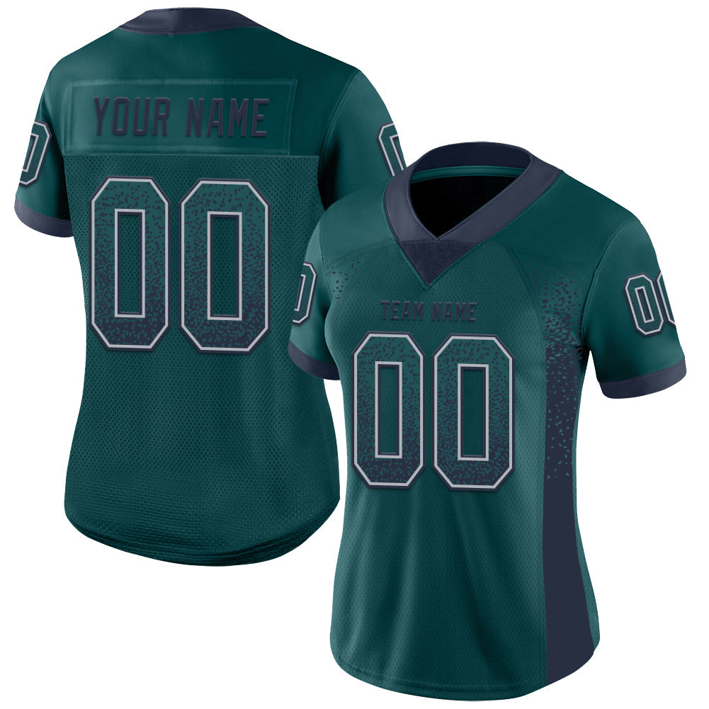 Custom Midnight Green Navy-Gray Drift Fashion Football Jersey view 2