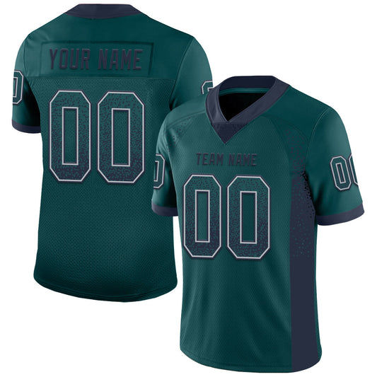 Custom Midnight Green Navy-Gray Drift Fashion Football Jersey - Main View