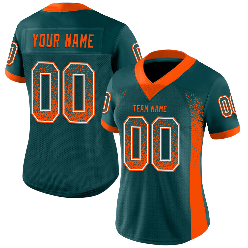 Custom Midnight Green Orange-White Drift Fashion Football Jersey view 2