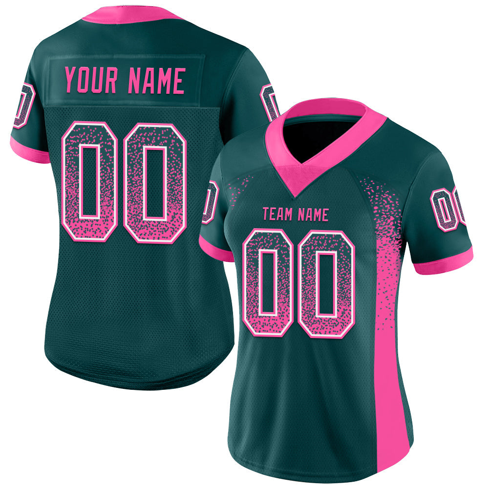 Custom Midnight Green Pink-White Drift Fashion Football Jersey view 2
