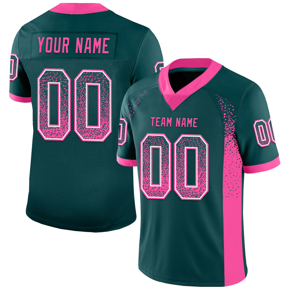 Custom Midnight Green Pink-White Drift Fashion Football Jersey - Main View