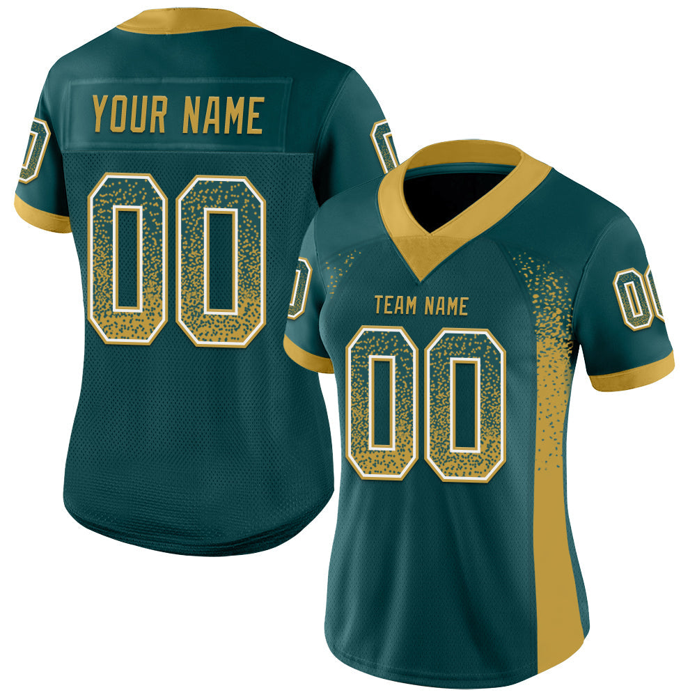 Custom Midnight Green Old Gold-White Drift Fashion Football Jersey view 2