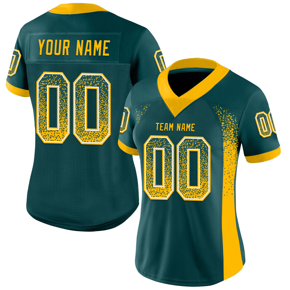 Custom Midnight Green Gold-White Drift Fashion Football Jersey view 2