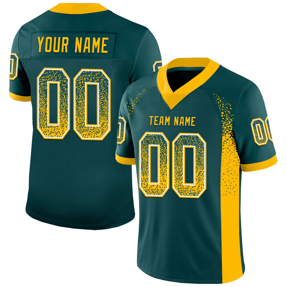 Custom Midnight Green Gold-White Drift Fashion Football Jersey - Main View