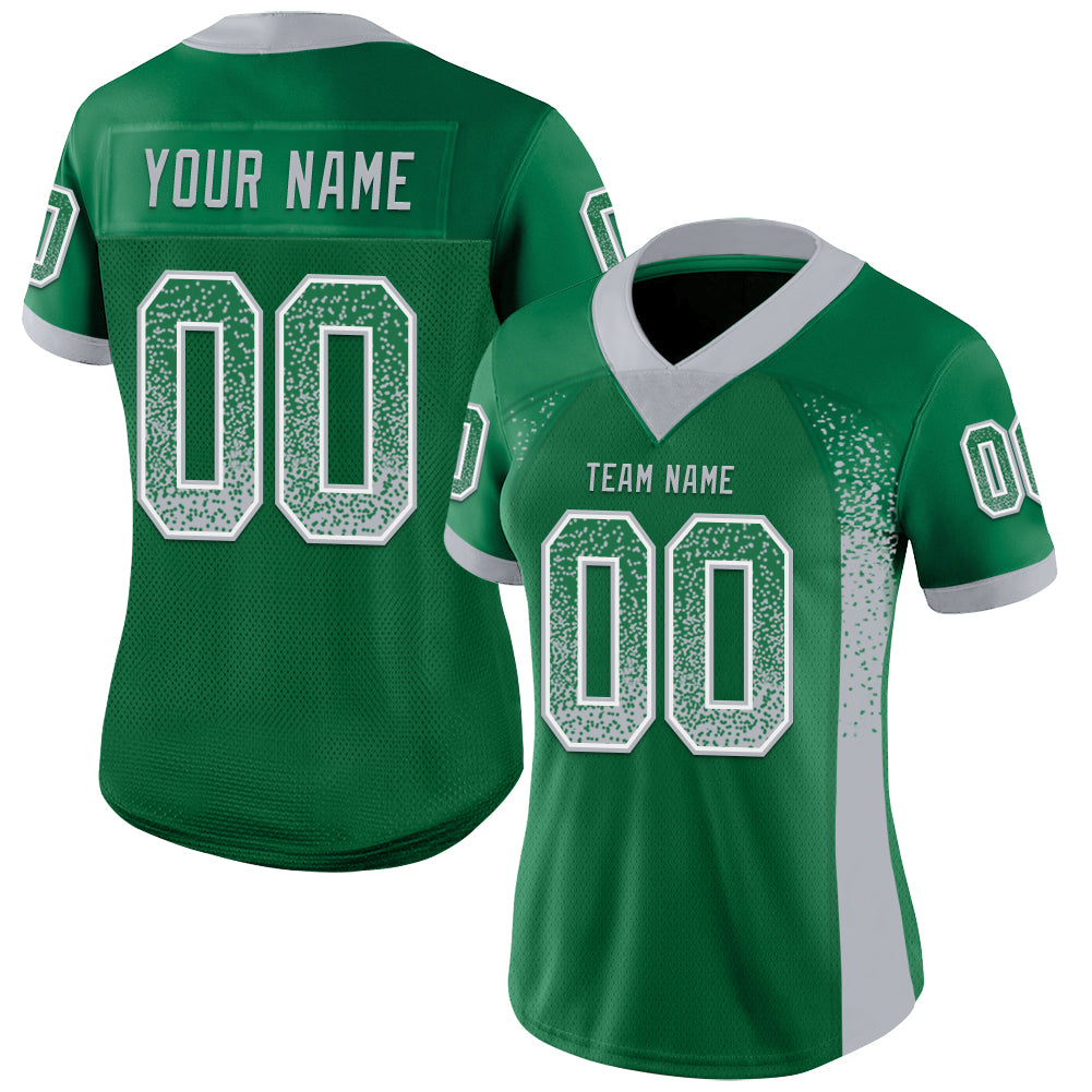 Custom Kelly Green Gray-White Drift Fashion Football Jersey view 2