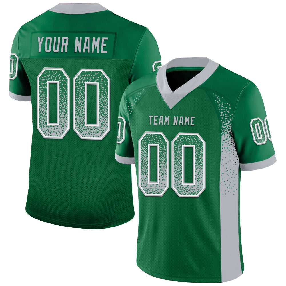 Custom Kelly Green Gray-White Drift Fashion Football Jersey - Main View