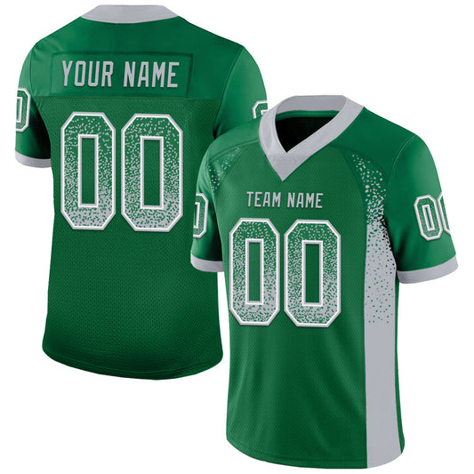 Custom Kelly Green Gray-White Drift Fashion Football Jersey - Main View