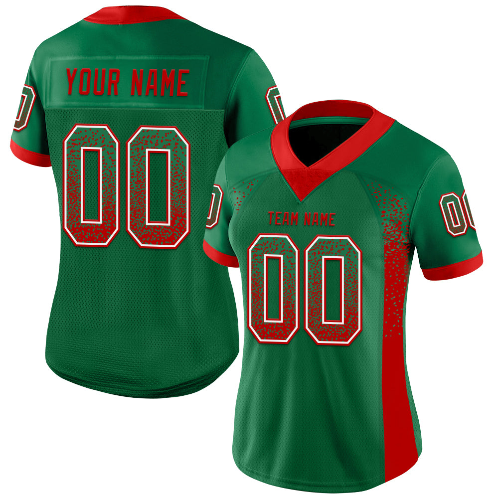 Custom Kelly Green Red-White Drift Fashion Football Jersey view 2