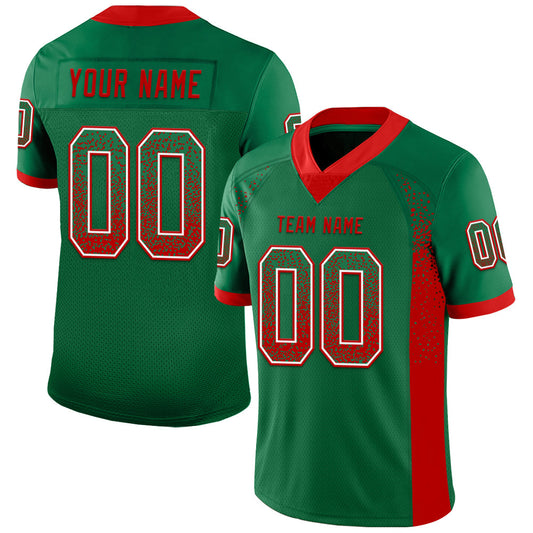 Custom Kelly Green Red-White Drift Fashion Football Jersey - Main View