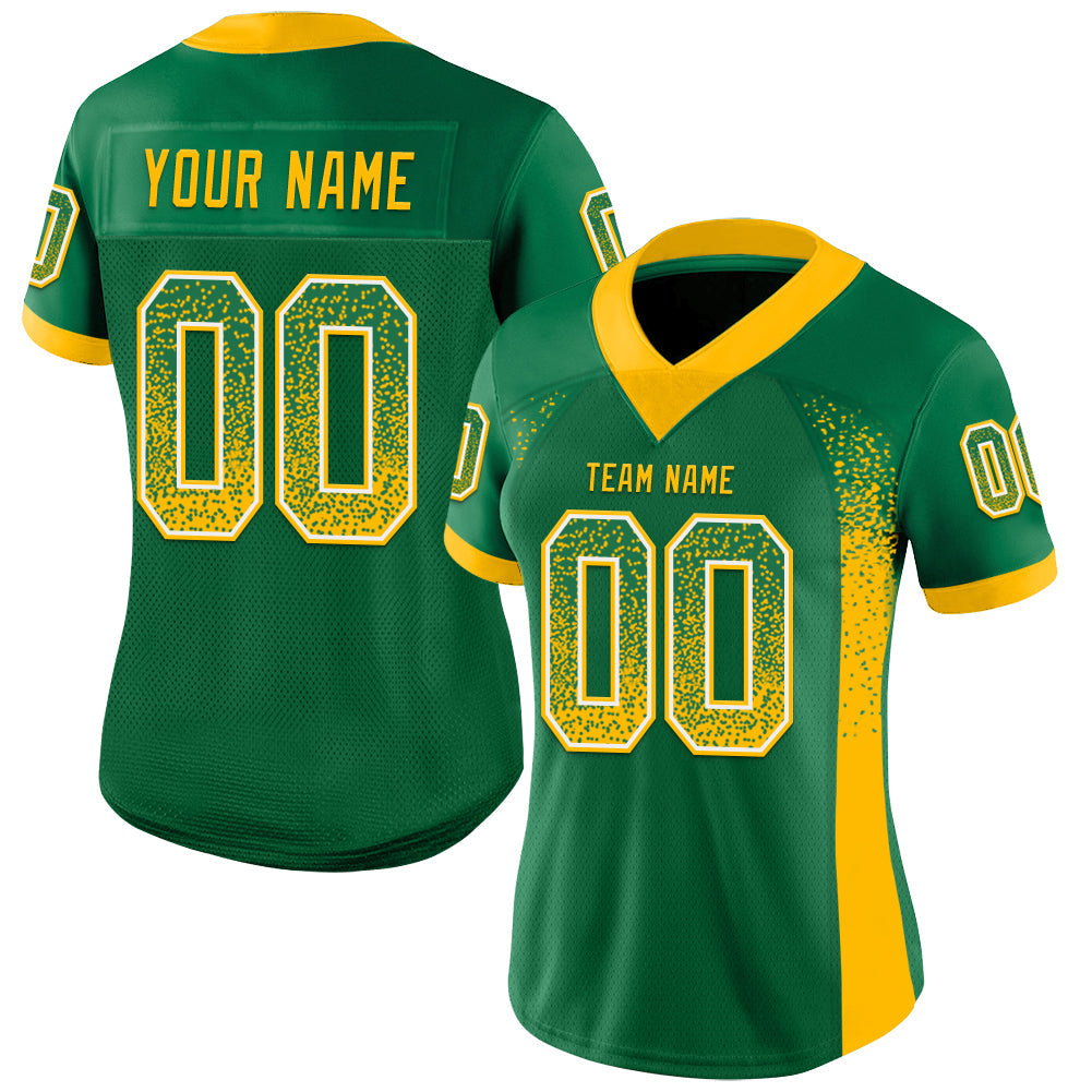 Custom Kelly Green Gold-White Drift Fashion Football Jersey view 2