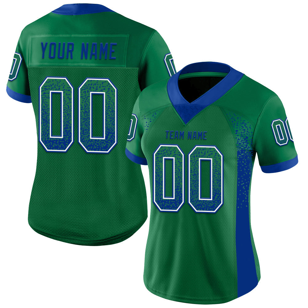 Custom Kelly Green Royal-White Drift Fashion Football Jersey view 2