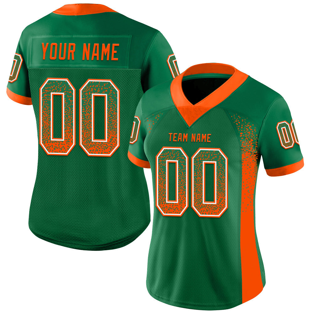 Custom Kelly Green Orange-White Drift Fashion Football Jersey view 2