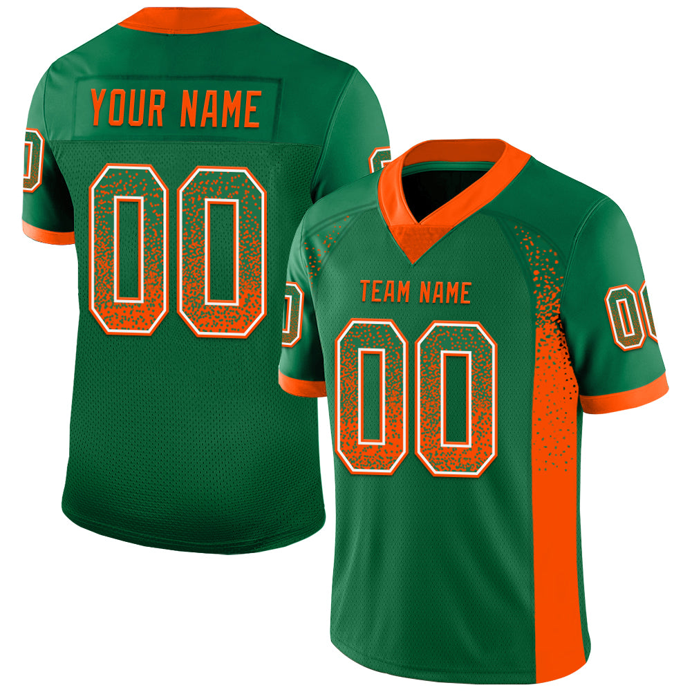 Custom Kelly Green Orange-White Drift Fashion Football Jersey - Main View