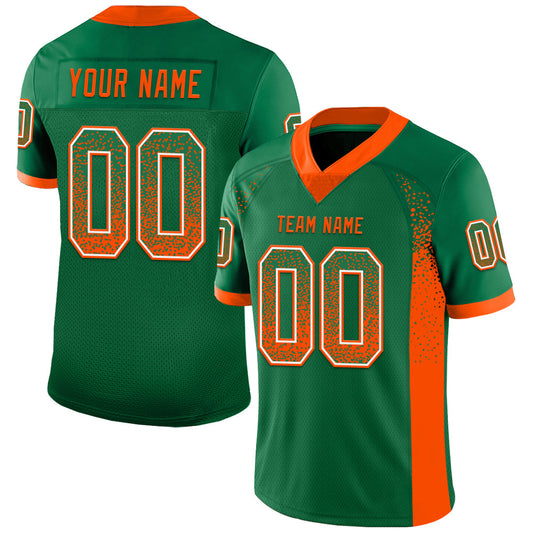 Custom Kelly Green Orange-White Drift Fashion Football Jersey - Main View