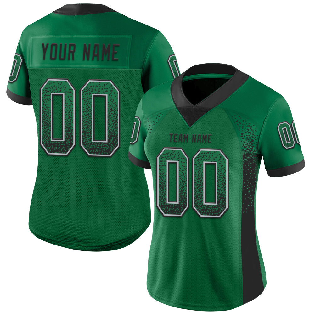 Custom Kelly Green Black-Gray Drift Fashion Football Jersey view 2