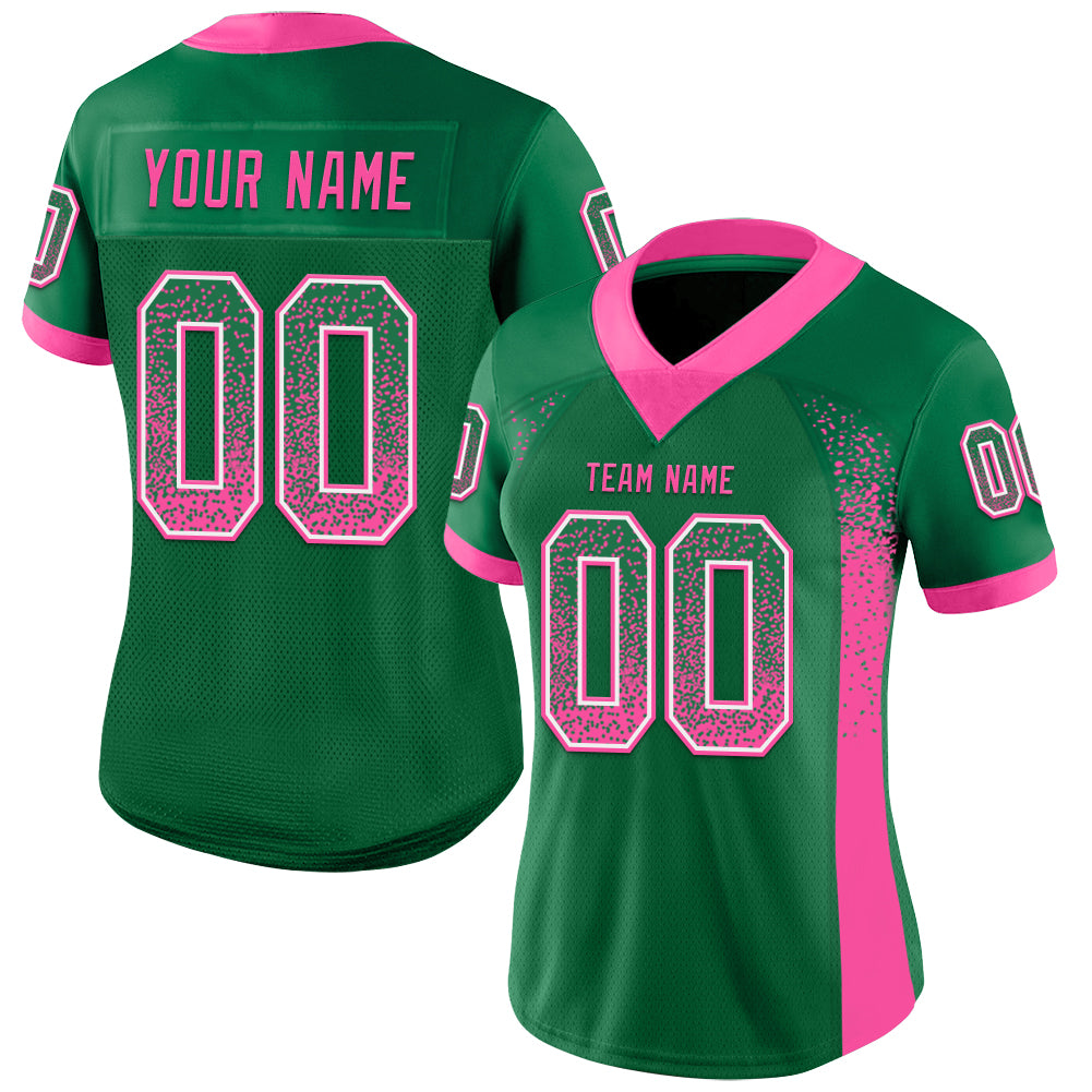 Custom Kelly Green Pink-White Drift Fashion Football Jersey view 2