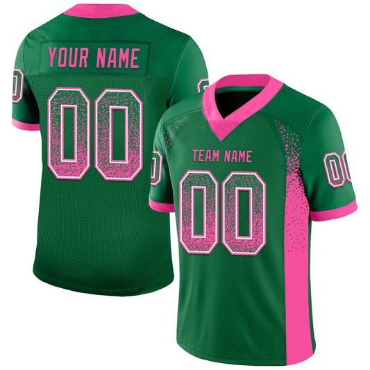 Custom Kelly Green Pink-White Drift Fashion Football Jersey - Main View