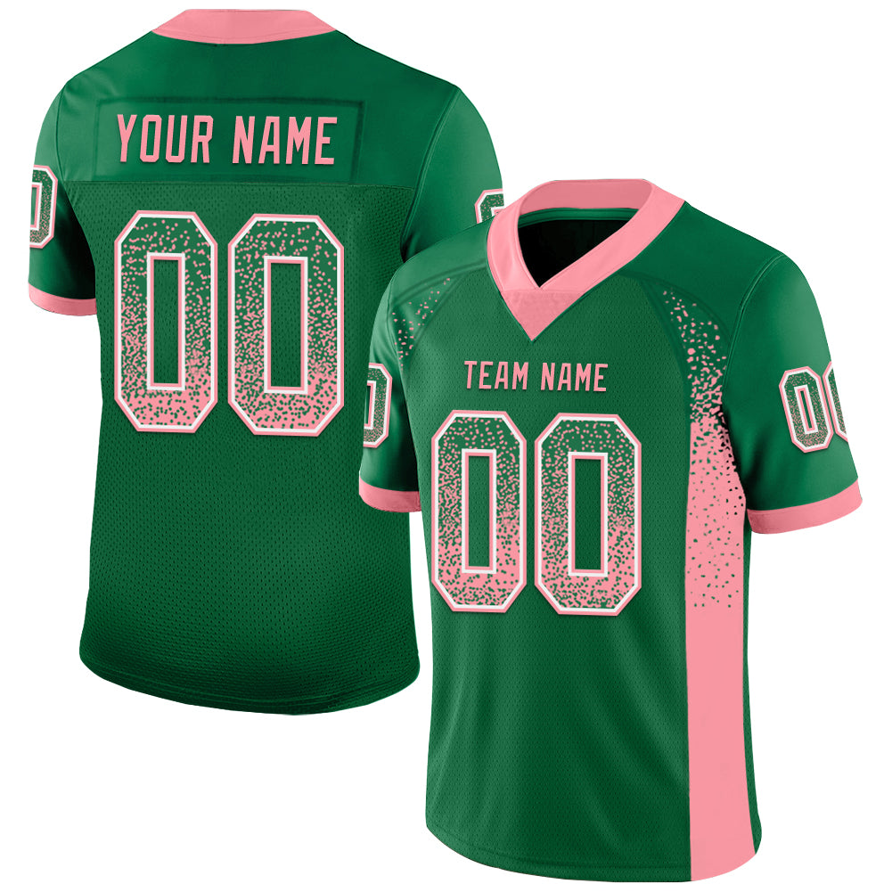 Custom Kelly Green Medium Pink-White Drift Fashion Football Jersey - Main View