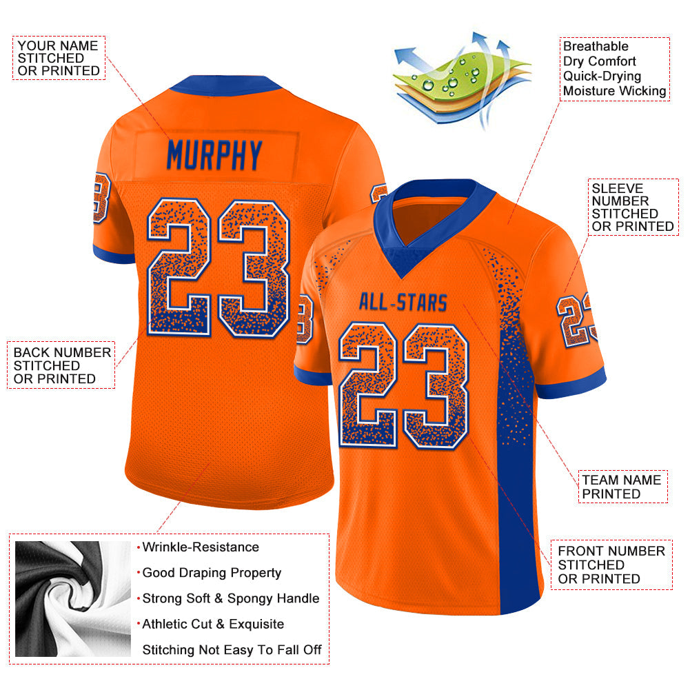 Custom Orange Royal-White Drift Fashion Football Jersey view 3