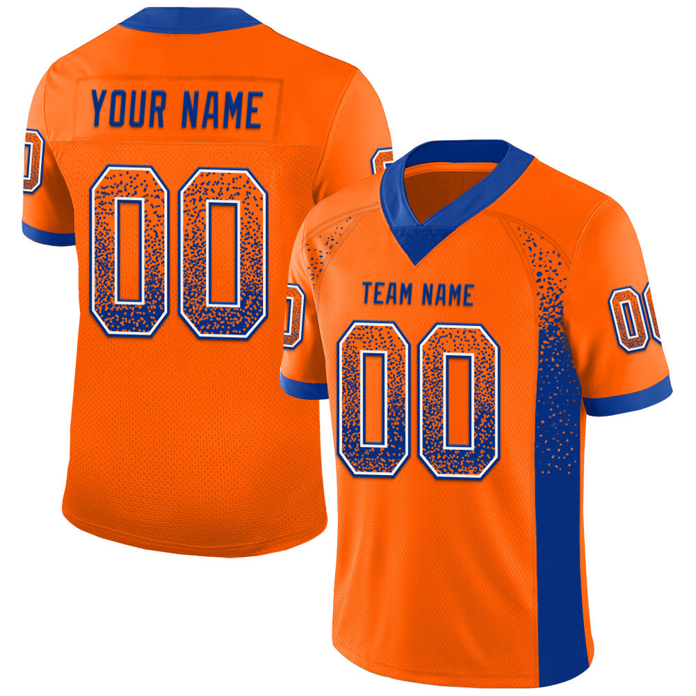 Custom Orange Royal-White Drift Fashion Football Jersey - Main View