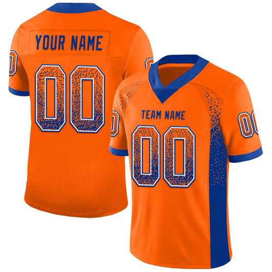 Custom Orange Royal-White Drift Fashion Football Jersey - Main View