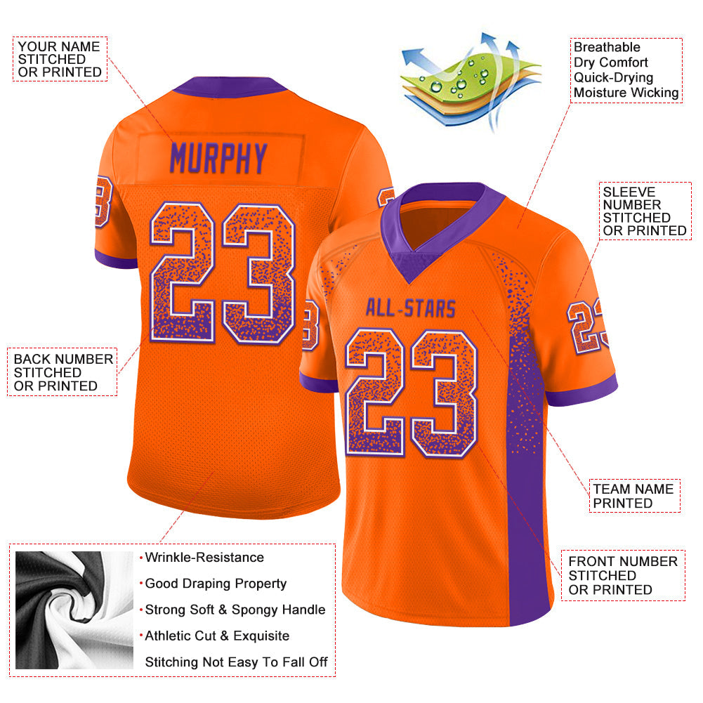 Custom Orange Purple-White Drift Fashion Football Jersey view 3