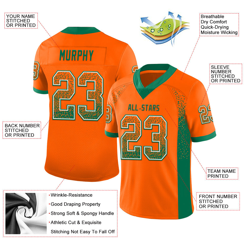 Custom Orange Kelly Green-White Drift Fashion Football Jersey view 3