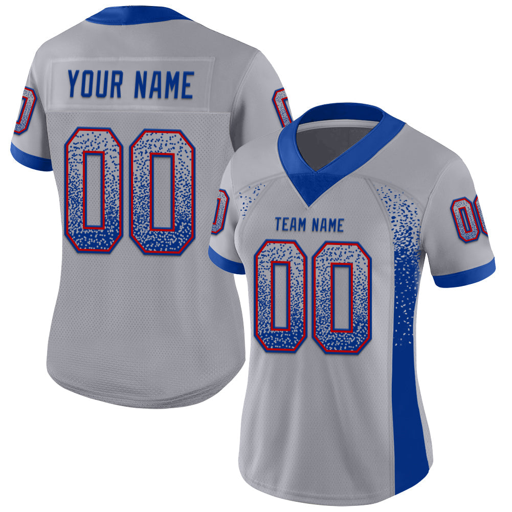 Custom Gray Royal-Red Drift Fashion Football Jersey view 2