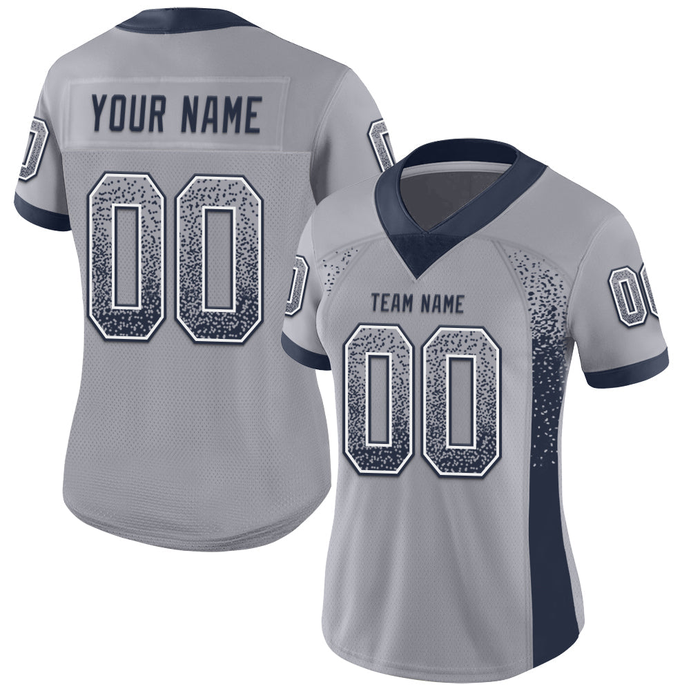 Custom Gray Navy-White Drift Fashion Football Jersey view 2