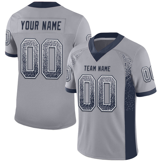 Custom Gray Navy-White Drift Fashion Football Jersey - Main View
