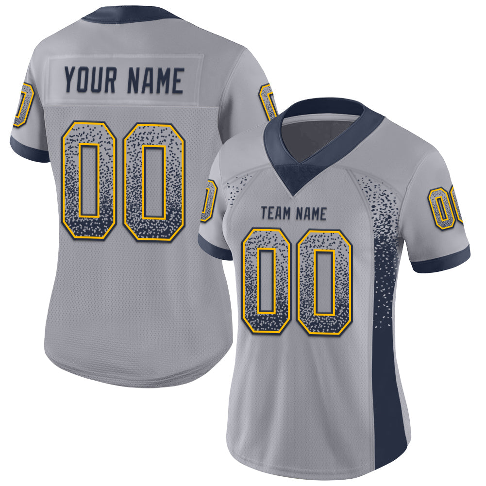 Custom Gray Navy-Gold Drift Fashion Football Jersey view 2