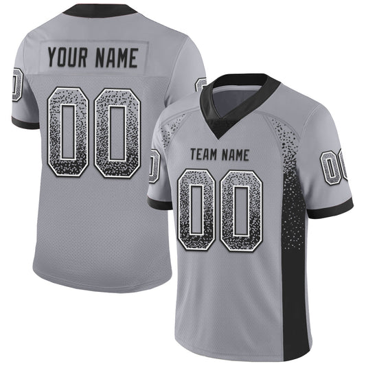 Custom Gray Black-White Drift Fashion Football Jersey - Main View