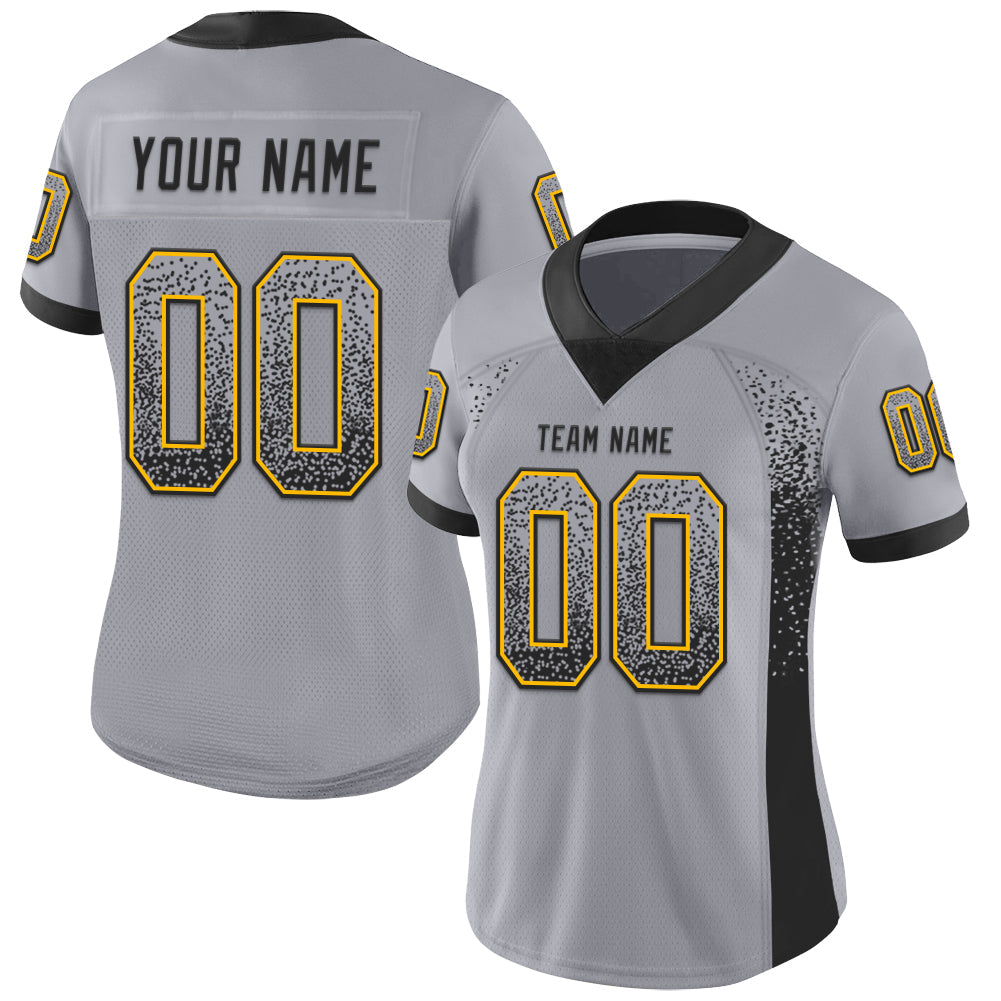 Custom Gray Black-Gold Drift Fashion Football Jersey view 2