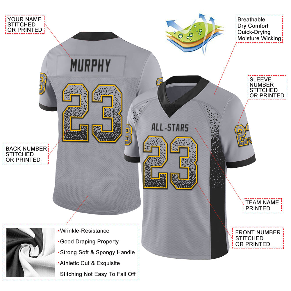 Custom Gray Black-Gold Drift Fashion Football Jersey view 3
