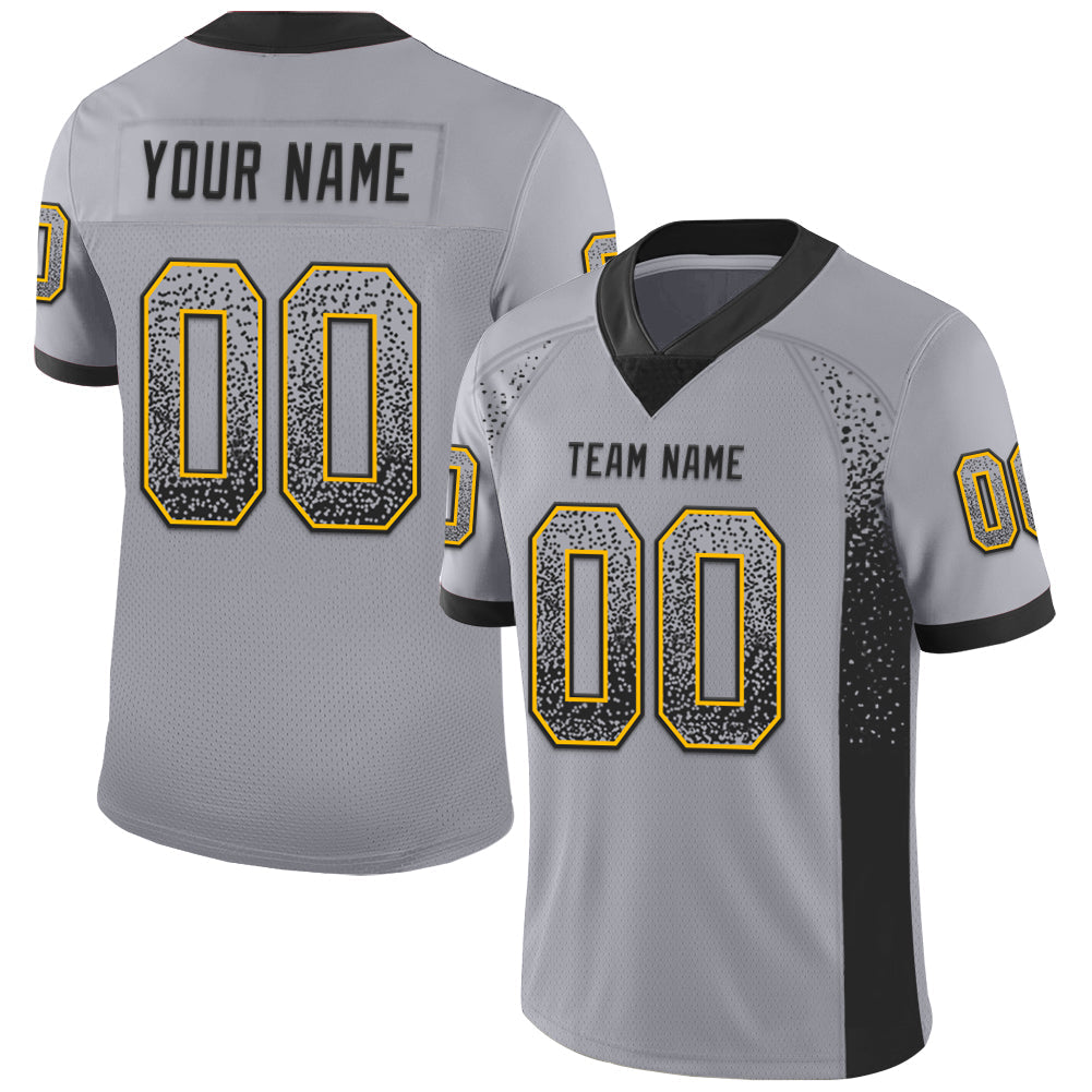 Custom Gray Black-Gold Drift Fashion Football Jersey - Main View