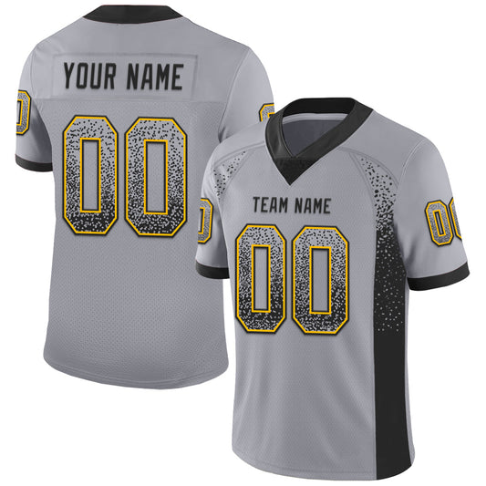 Custom Gray Black-Gold Drift Fashion Football Jersey - Main View