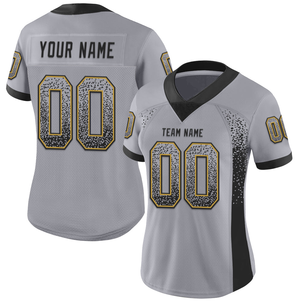 Custom Gray Black-Old Gold Drift Fashion Football Jersey view 2
