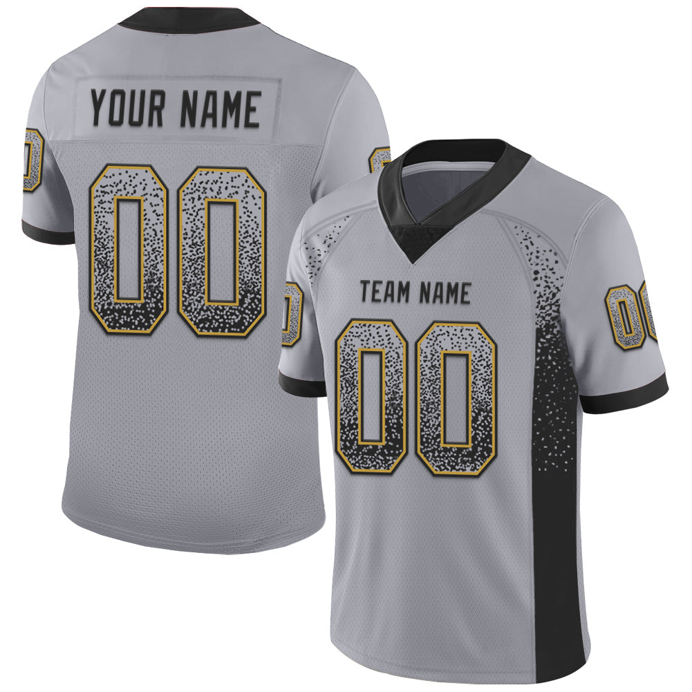 Custom Gray Black-Old Gold Drift Fashion Football Jersey - Main View