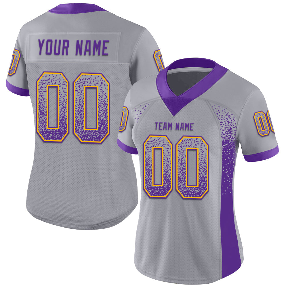 Custom Gray Purple-Gold Drift Fashion Football Jersey view 2