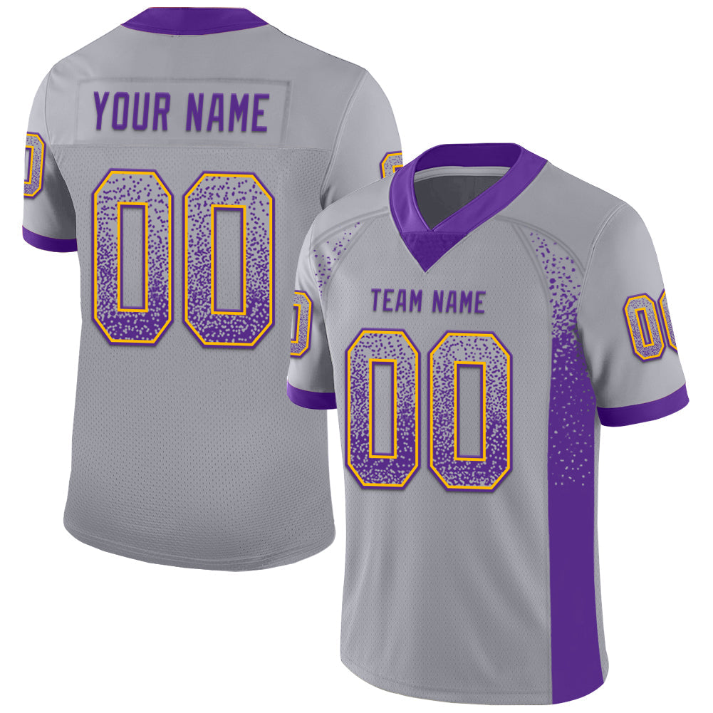 Custom Gray Purple-Gold Drift Fashion Football Jersey - Main View