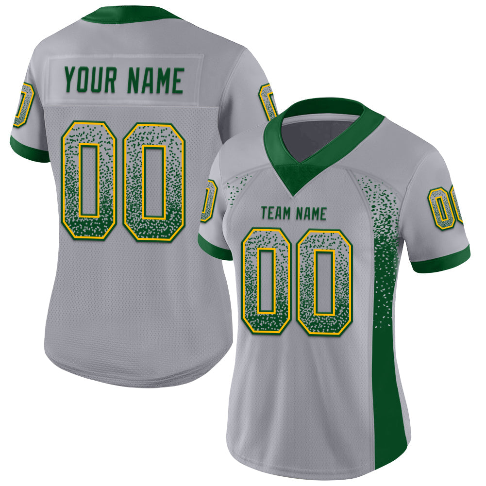 Custom Gray Green-Gold Drift Fashion Football Jersey view 2