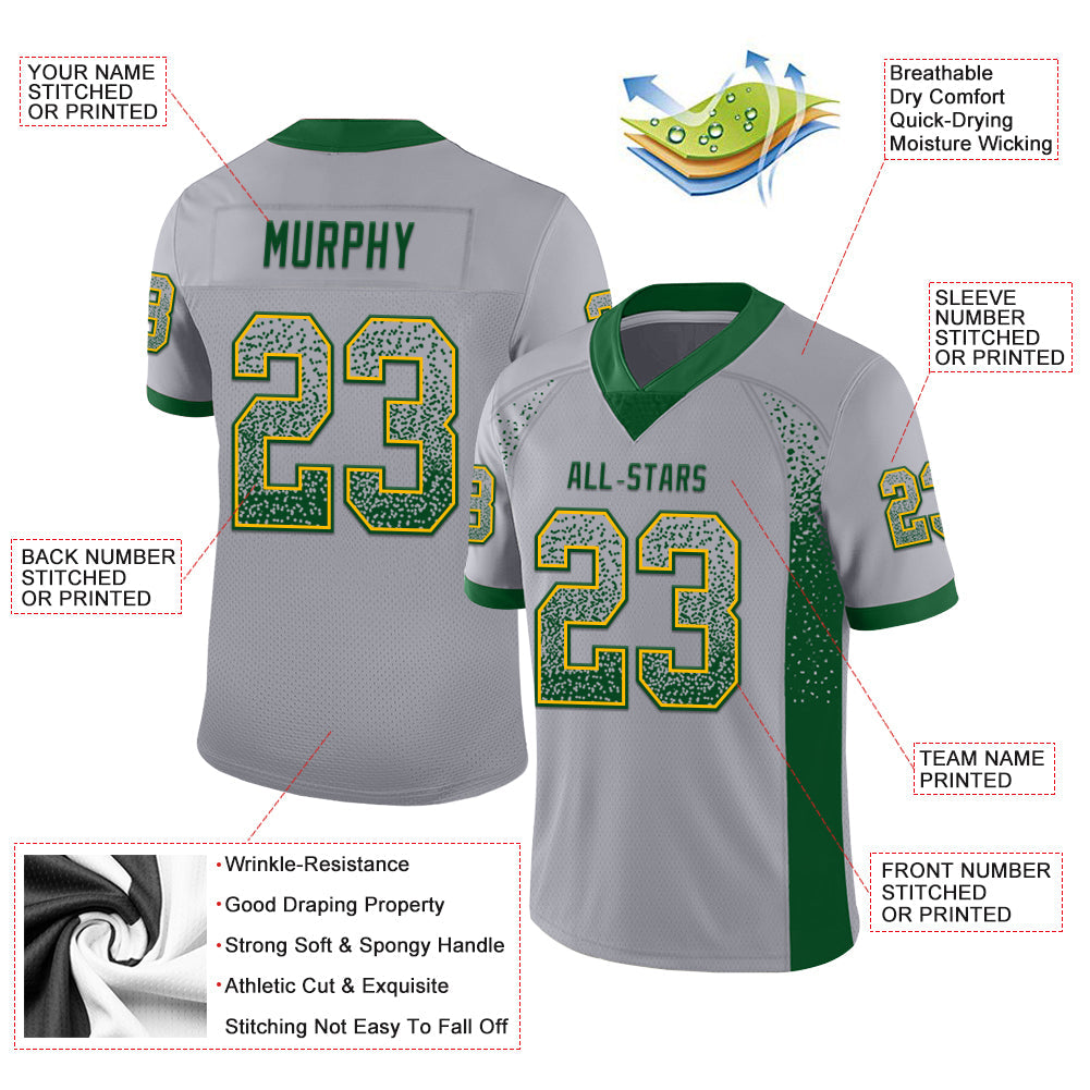 Custom Gray Green-Gold Drift Fashion Football Jersey view 3
