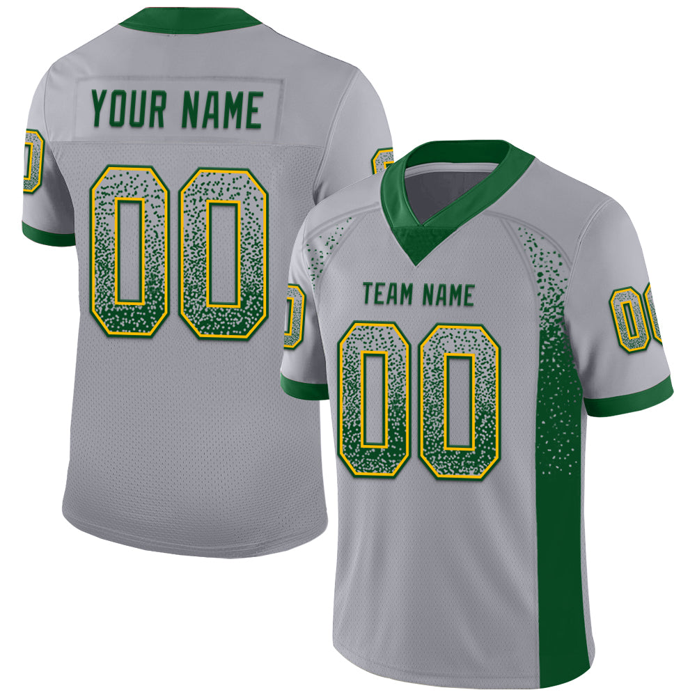 Custom Gray Green-Gold Drift Fashion Football Jersey - Main View