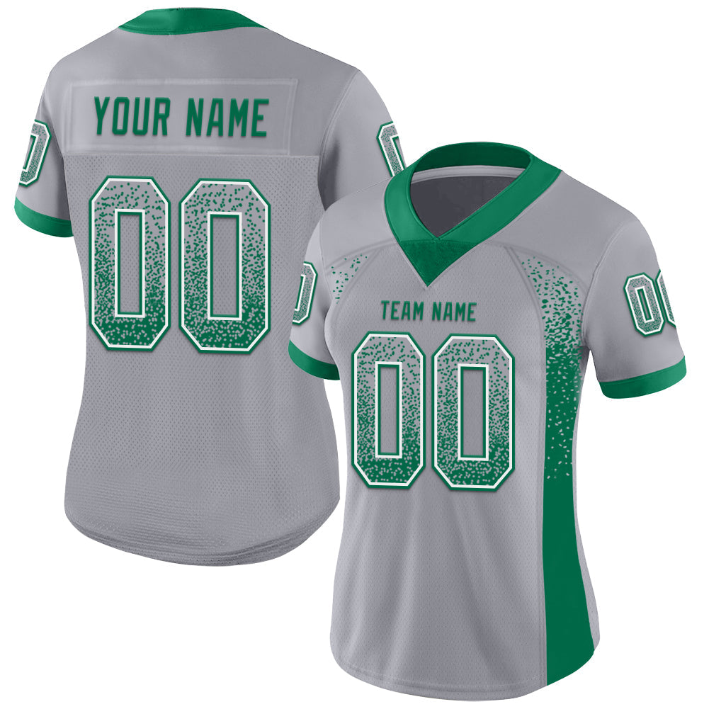 Custom Gray Kelly Green-White Drift Fashion Football Jersey view 2