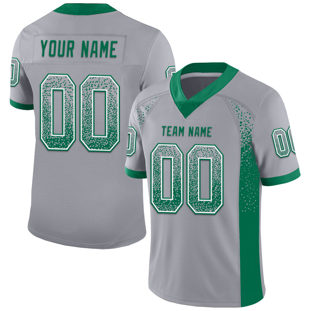 Custom Gray Kelly Green-White Drift Fashion Football Jersey - Main View