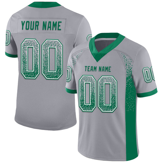 Custom Gray Kelly Green-White Drift Fashion Football Jersey - Main View