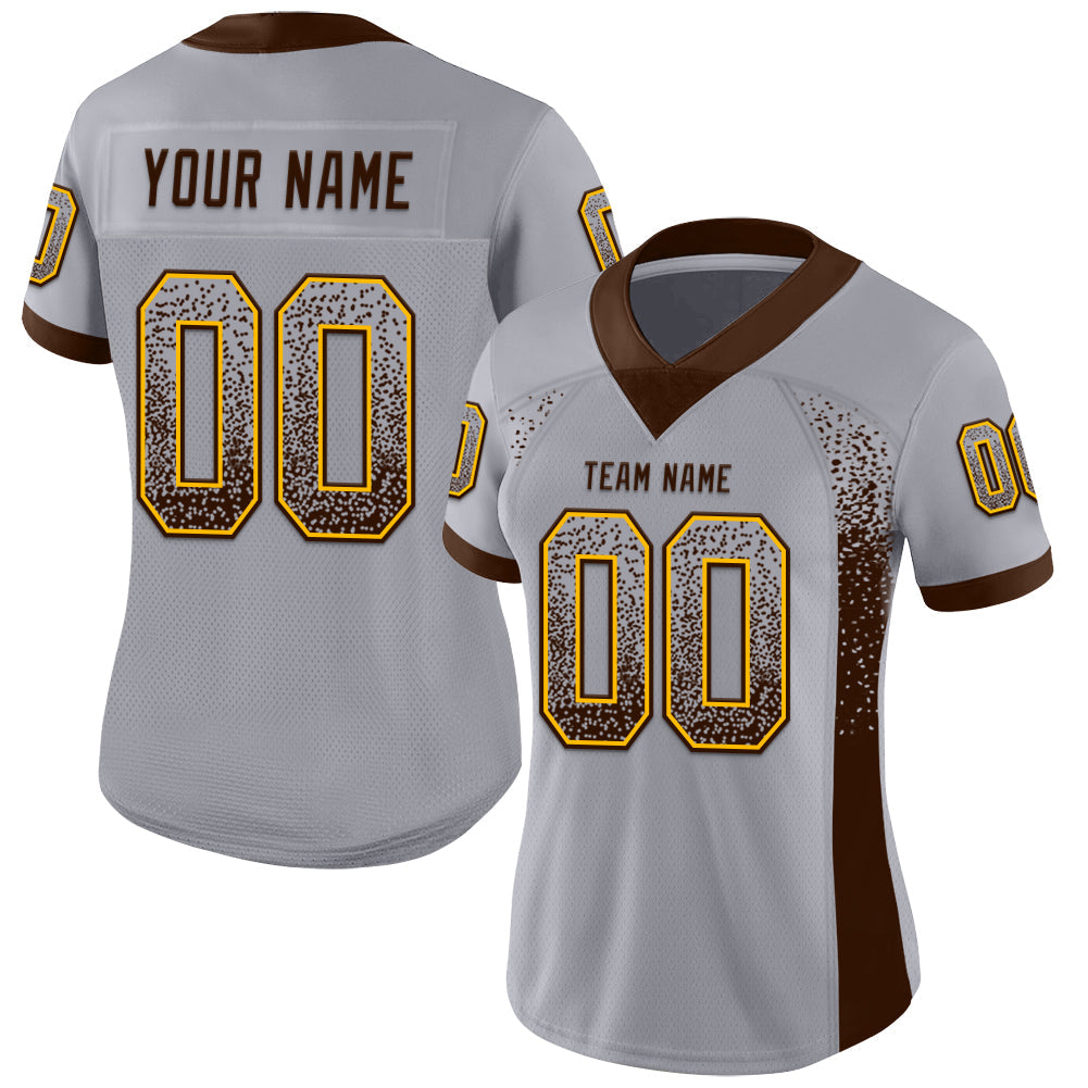 Custom Gray Brown-Gold Drift Fashion Football Jersey view 2