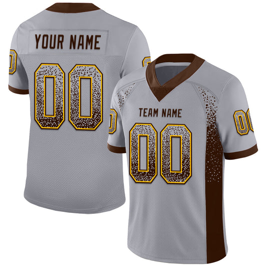 Custom Gray Brown-Gold Drift Fashion Football Jersey - Main View