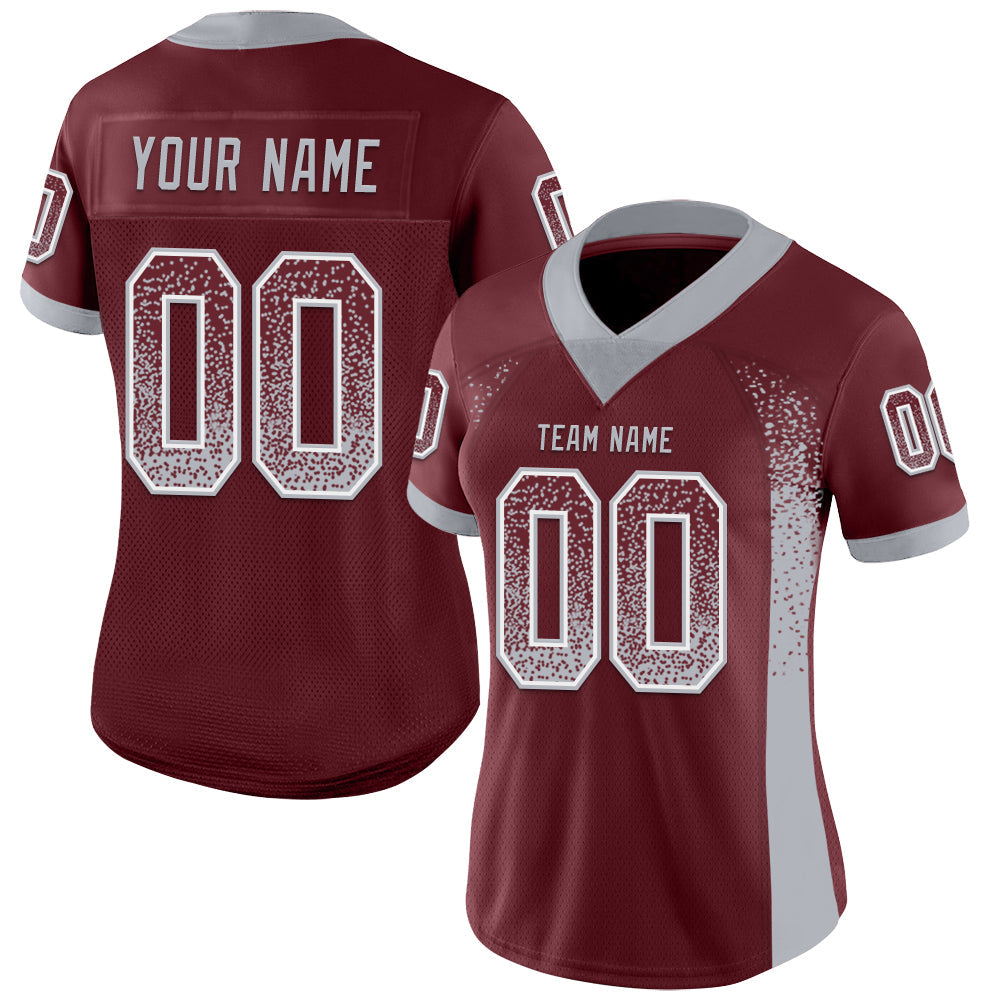Custom Burgundy Gray-White Drift Fashion Football Jersey view 2