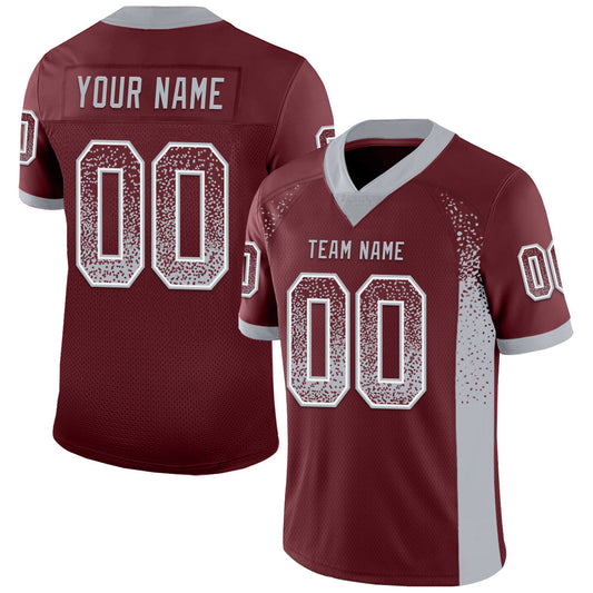Custom Burgundy Gray-White Drift Fashion Football Jersey - Main View